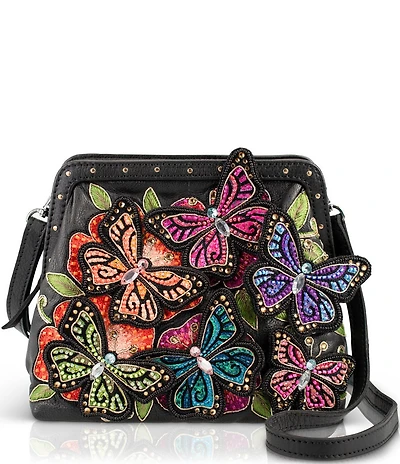 Mary Frances Butterfly Kiss Beaded Shoulder Handbag
