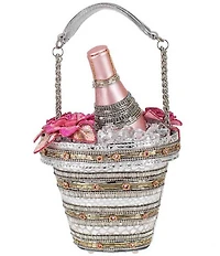 Mary Frances Champagne On Ice Rhinestoned Top-Handle Beaded Bag