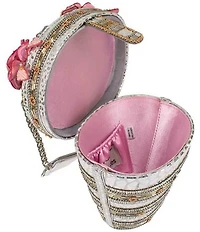 Mary Frances Champagne On Ice Rhinestoned Top-Handle Beaded Bag