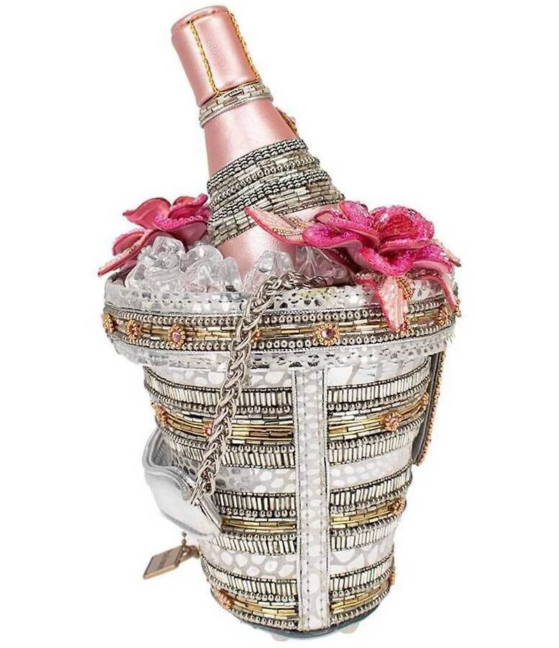 Mary Frances Champagne On Ice Rhinestoned Top-Handle Beaded Bag