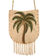 Mary Frances Coconutty Palm Tree Beaded Fringe Crossbody Bag