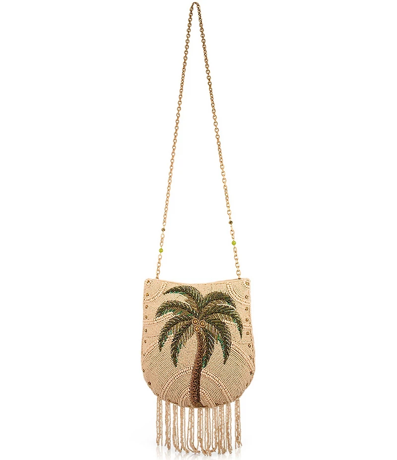 Mary Frances Coconutty Palm Tree Beaded Fringe Crossbody Bag