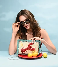 Mary Frances Crack Me Up Lobster Beaded Shoulder Bag