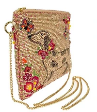 Mary Frances Doxie Beaded Mini Crossbody Clutch Bag