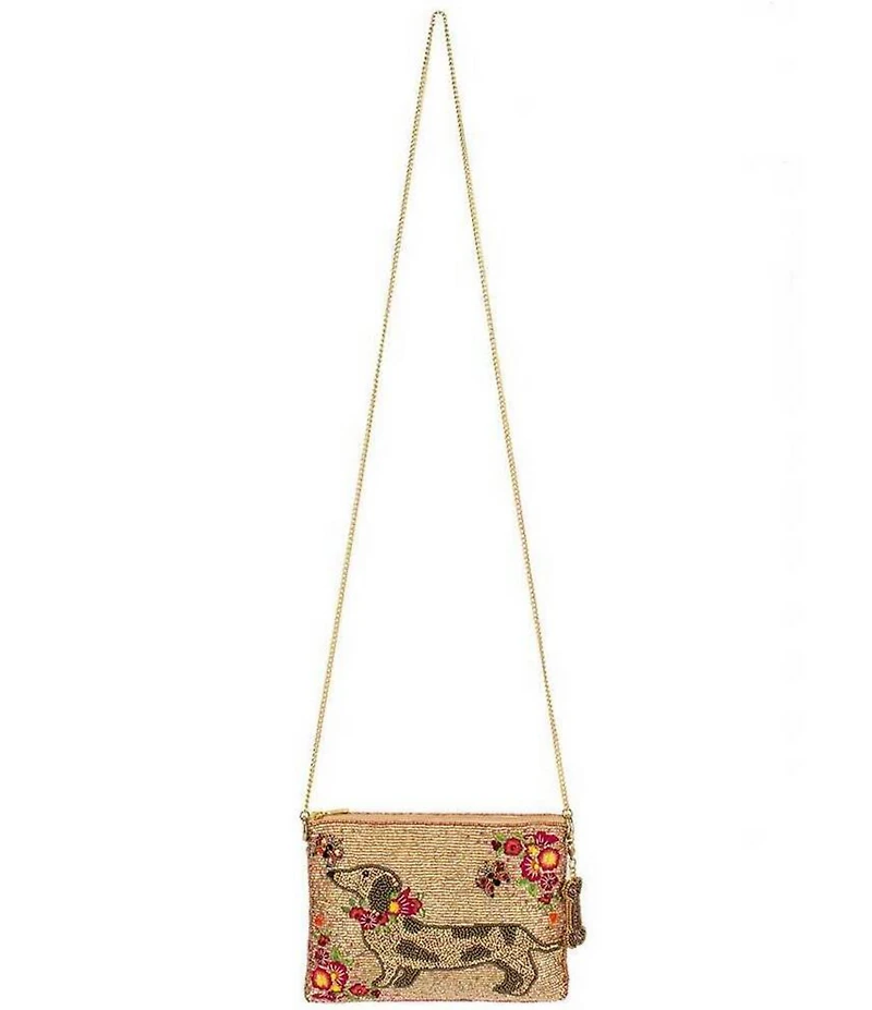 Mary Frances Doxie Beaded Mini Crossbody Clutch Bag