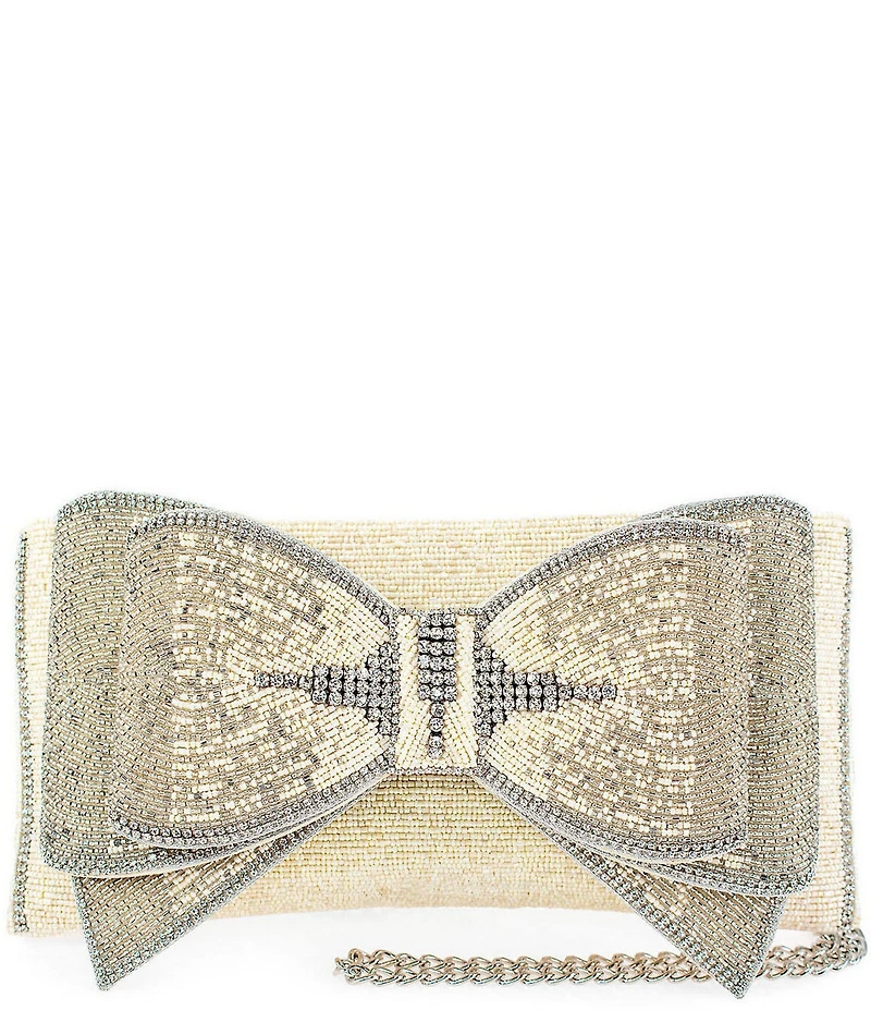 Mary Frances Fancy Bow Beaded Crossbody Clutch