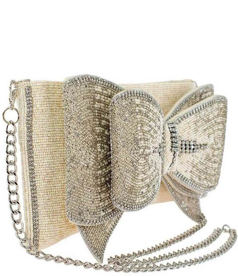 Mary Frances Fancy Bow Beaded Crossbody Clutch