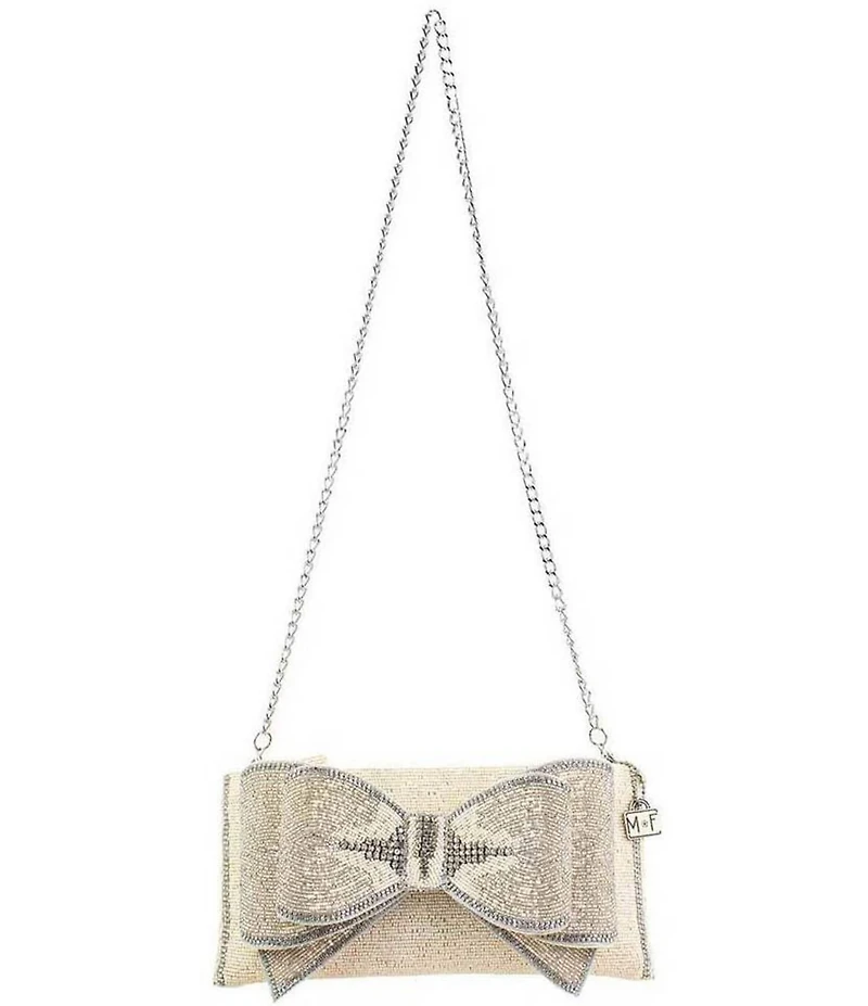 Mary Frances Fancy Bow Beaded Crossbody Clutch