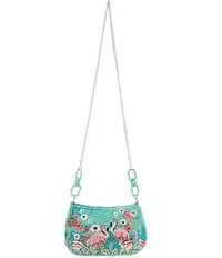 Mary Frances Flirty Flamingos Beaded Fringe Crossbody Bag