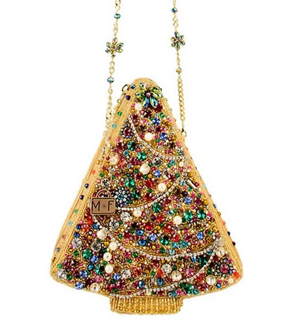 Mary Frances Glittering Joy Rhinestoned Christmas Tree Crossbody Bag