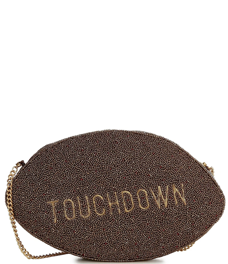 Mary Frances Huddle Up Game Day Beaded Football Crossbody Bag