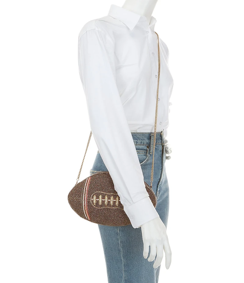 Mary Frances Huddle Up Game Day Beaded Football Crossbody Bag