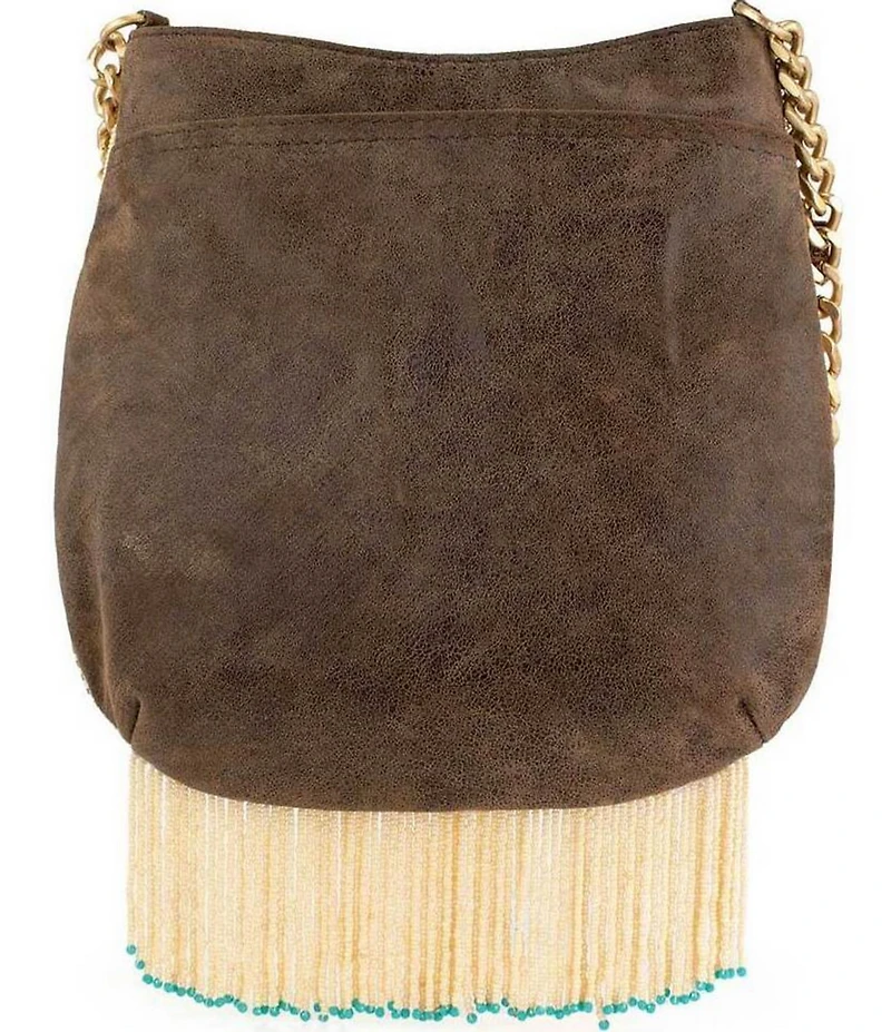Mary Frances Line Dance Beaded Floral Cowboy Boots Fringe Crossbody Bag
