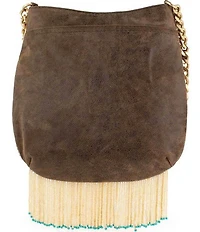 Mary Frances Line Dance Beaded Floral Cowboy Boots Fringe Crossbody Bag