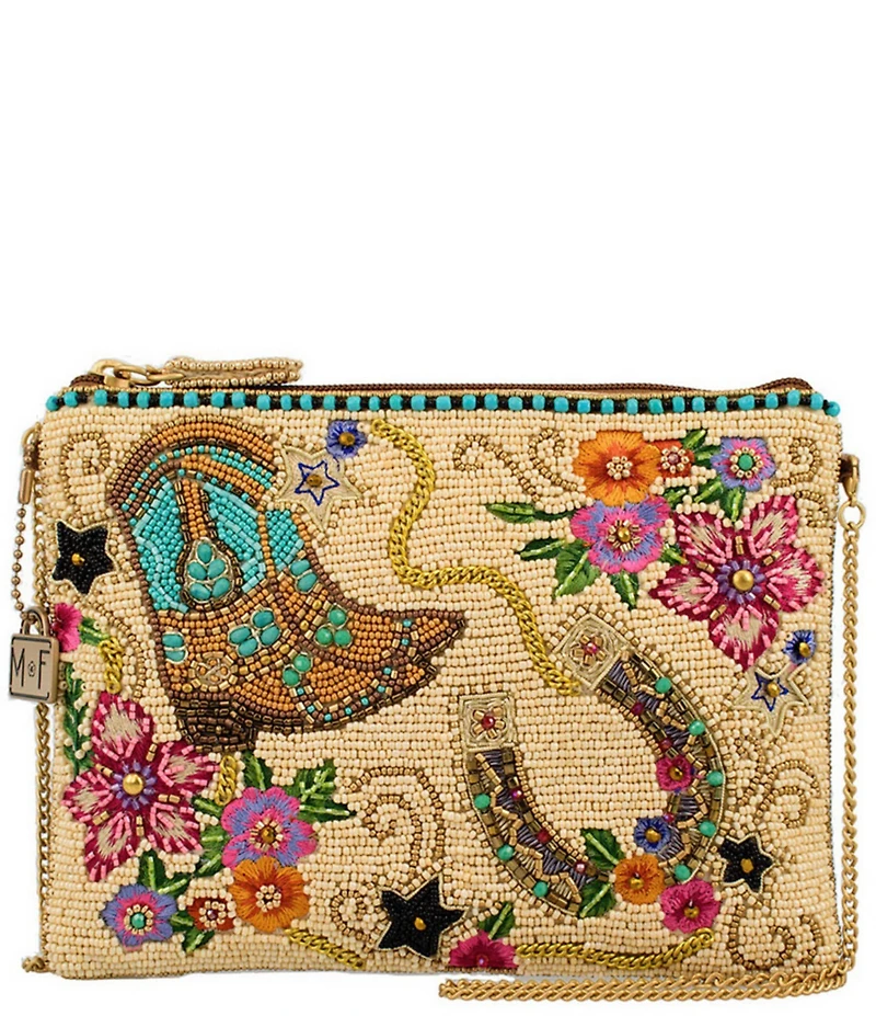 Mary Frances On the Range Western Beaded Leather Mini Crossbody Bag