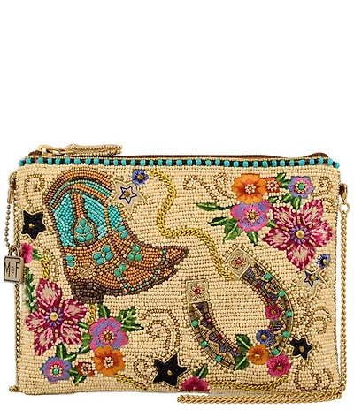 Mary Frances On the Range Western Beaded Leather Mini Crossbody Bag