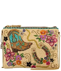Mary Frances On the Range Western Beaded Leather Mini Crossbody Bag