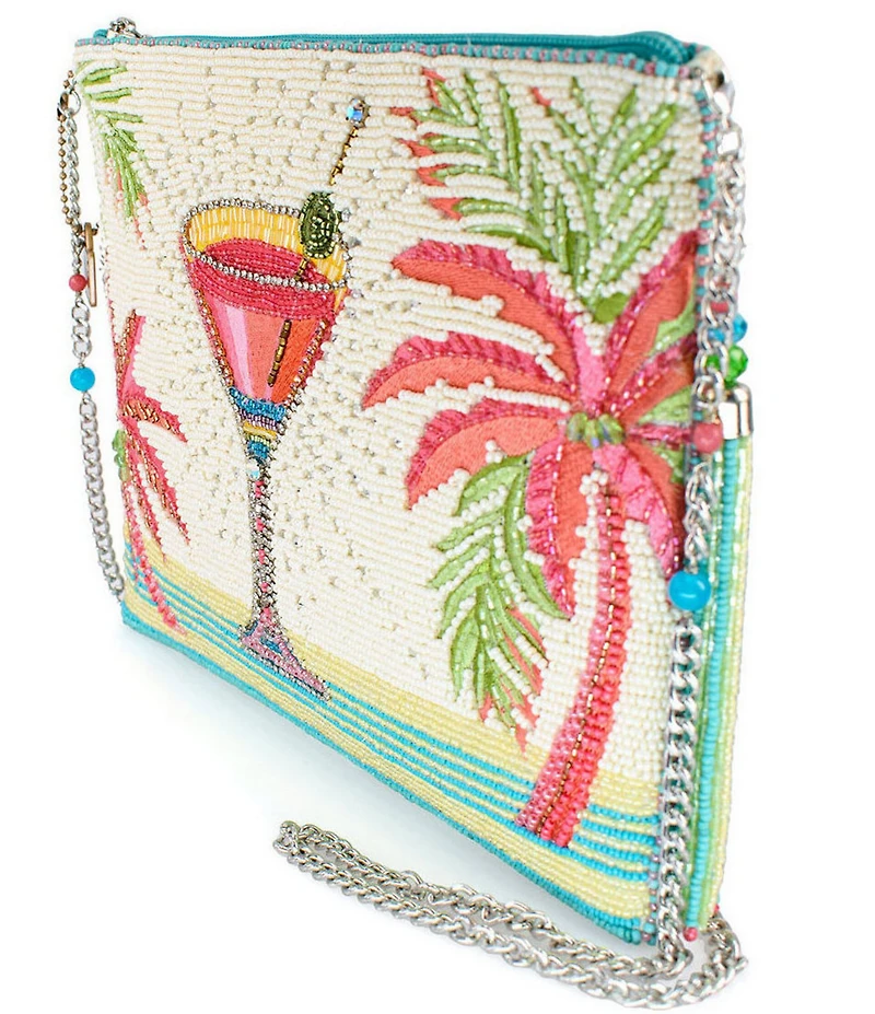 Mary Frances Palm Paradise Beaded Martini Tassel Detail Clutch