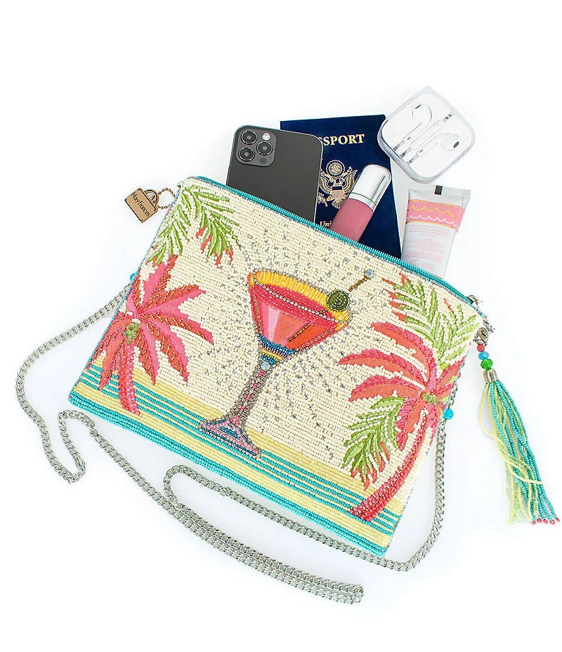 Mary Frances Palm Paradise Beaded Martini Tassel Detail Clutch