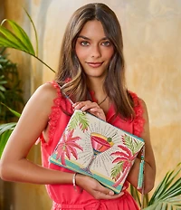 Mary Frances Palm Paradise Beaded Martini Tassel Detail Clutch