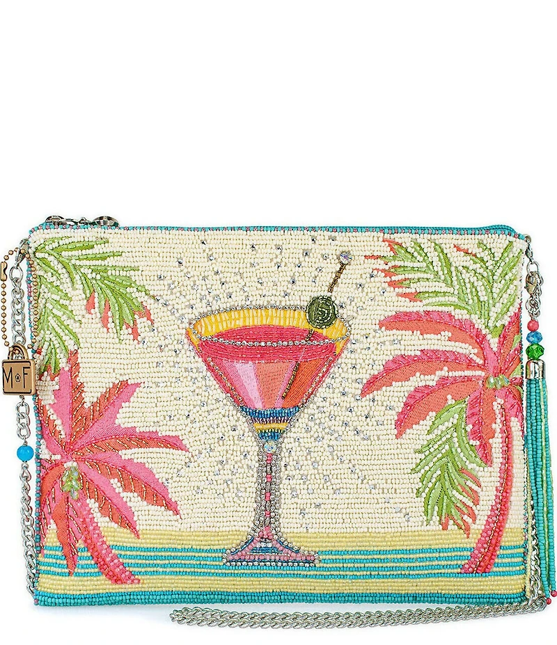 Mary Frances Palm Paradise Beaded Martini Tassel Detail Clutch