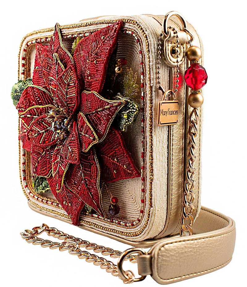 Mary Frances Poinsettia Beaded Jeweled Crossbody Bag