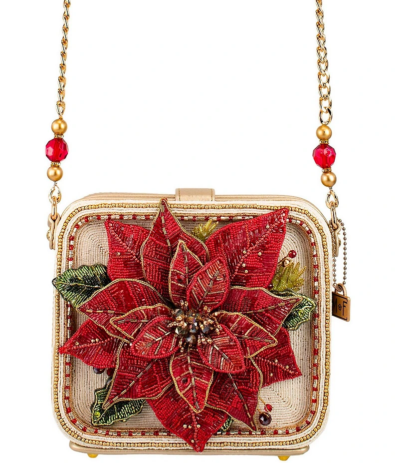 Mary Frances Poinsettia Beaded Jeweled Crossbody Bag