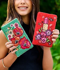 Mary Frances Poppy Field Beaded Crossbody Phone Bag