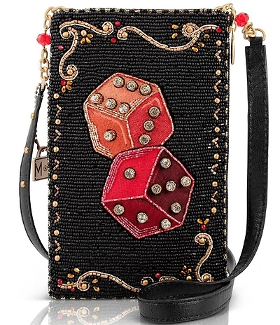 Mary Frances Roll Em Beaded Rhinestone Novelty Crossbody Phone Bag
