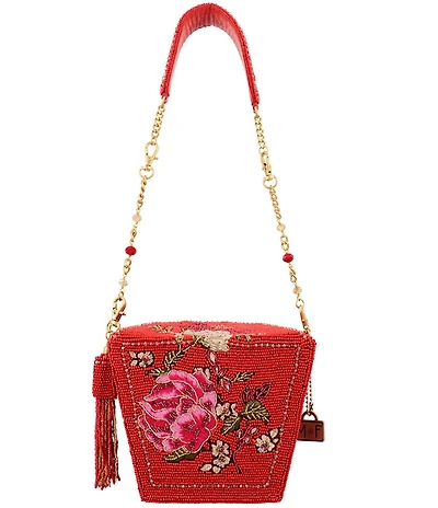 Mary Frances Scarlet Bloom Beaded Shoulder Bag