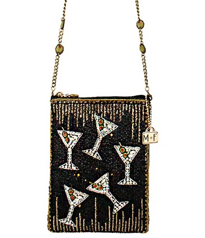 Mary Frances Sip Happens Rhinestoned Mini Martini Crossbody Bag