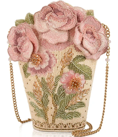 Mary Frances Sweet Pink Beaded Bouquet Clutch Crossbody Bag