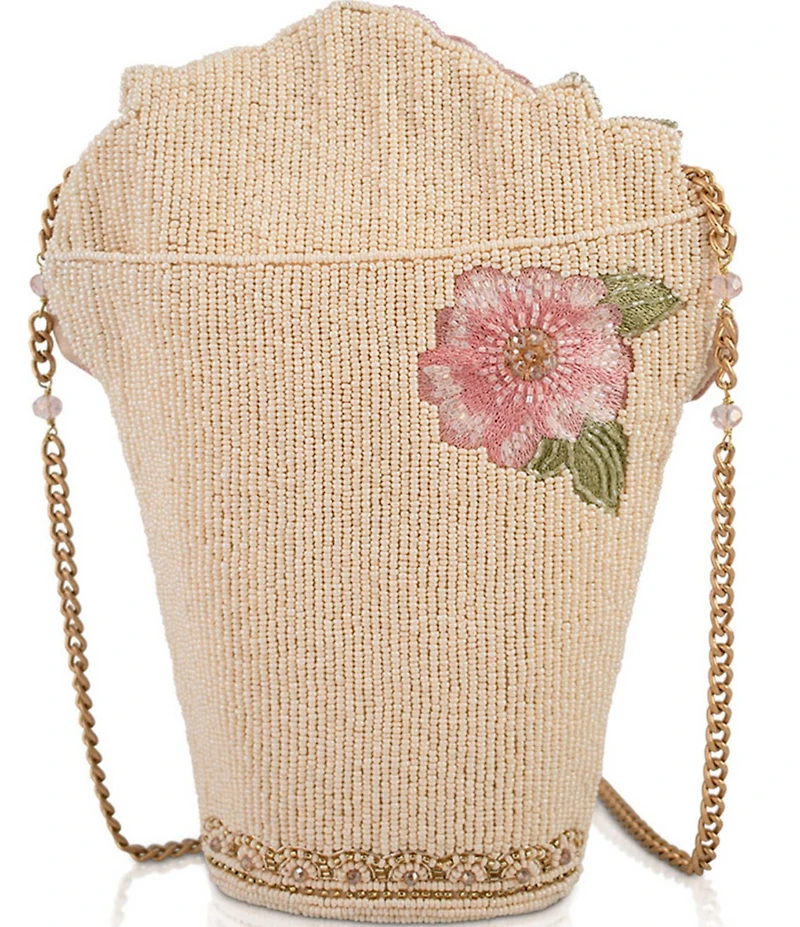 Mary Frances Sweet Pink Beaded Bouquet Clutch Crossbody Bag