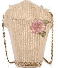 Mary Frances Sweet Pink Beaded Bouquet Clutch Crossbody Bag
