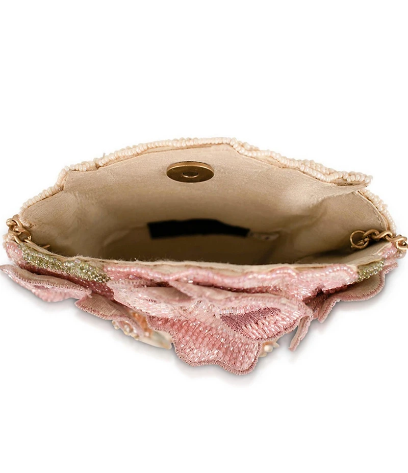 Mary Frances Sweet Pink Beaded Bouquet Clutch Crossbody Bag