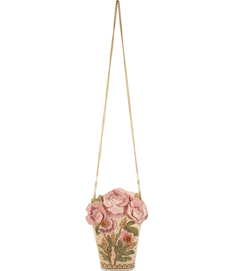 Mary Frances Sweet Pink Beaded Bouquet Clutch Crossbody Bag