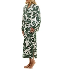 MASONgrey Long Sleeve Tie Front Knit Floral Print Long Kimono Robe