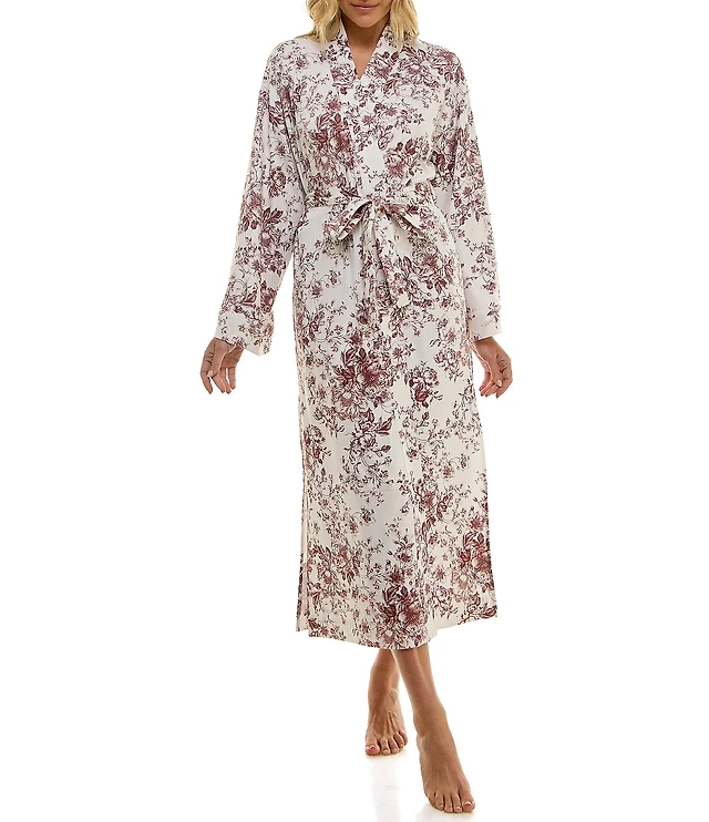 MASONgrey Long Sleeve Tie Front Knit Toile Print Long Kimono Robe | Liberty  Center