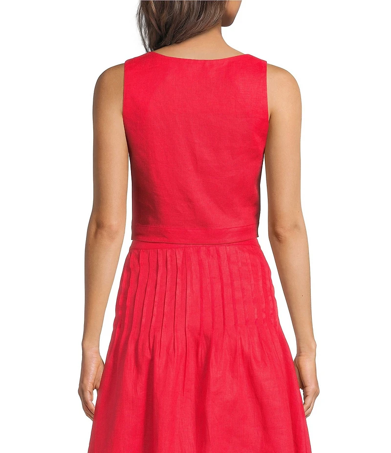 Mason's Andrea Coordinating Scoop Neck Button Front Linen Top
