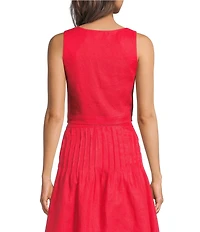 Mason's Andrea Coordinating Scoop Neck Button Front Linen Top