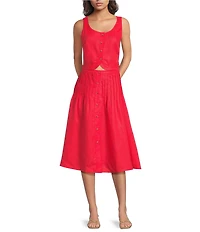 Mason's Andrea Coordinating Scoop Neck Button Front Linen Top