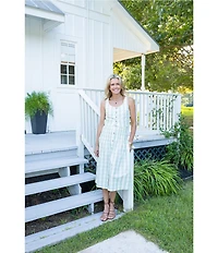 Mason's Daughter Andrea Coordinating Gingham Sweetheart Neck Button Front Linen Top