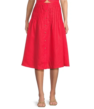 Mason's Daughter Andrea Coordinating Linen Pin Tuck A-Line Skirt