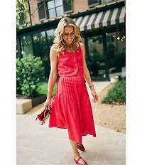 Mason's Daughter Andrea Coordinating Linen Pin Tuck A-Line Skirt