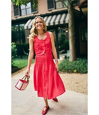 Mason's Daughter Andrea Coordinating Linen Pin Tuck A-Line Skirt