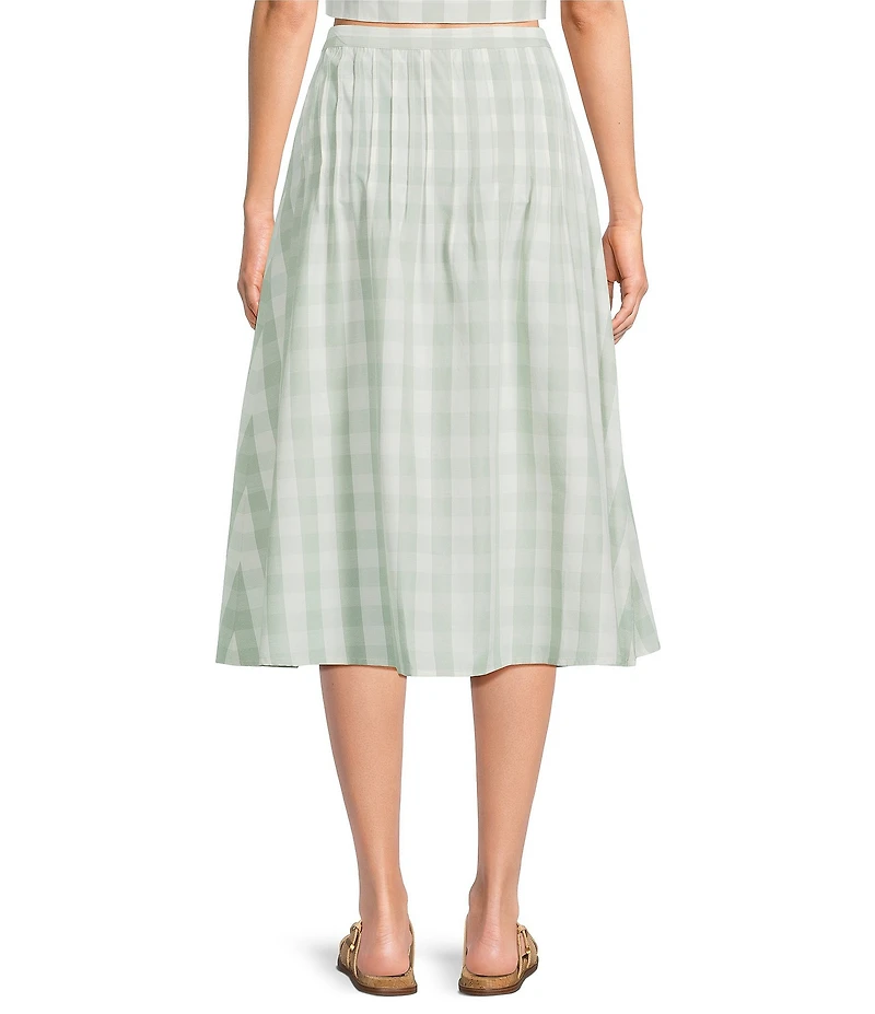 Mason's Daughter Andrea Coordinating Linen Pin Tuck Gingham A-Line Skirt