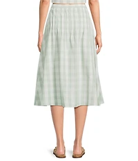 Mason's Daughter Andrea Coordinating Linen Pin Tuck Gingham A-Line Skirt