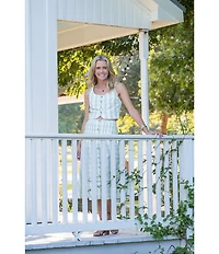 Mason's Daughter Andrea Coordinating Linen Pin Tuck Gingham A-Line Skirt