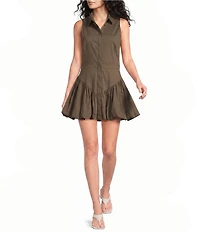 Mason's Daughter Harper Crew Neck Sleeveless Button Front Bubble Hem Sheath Dress