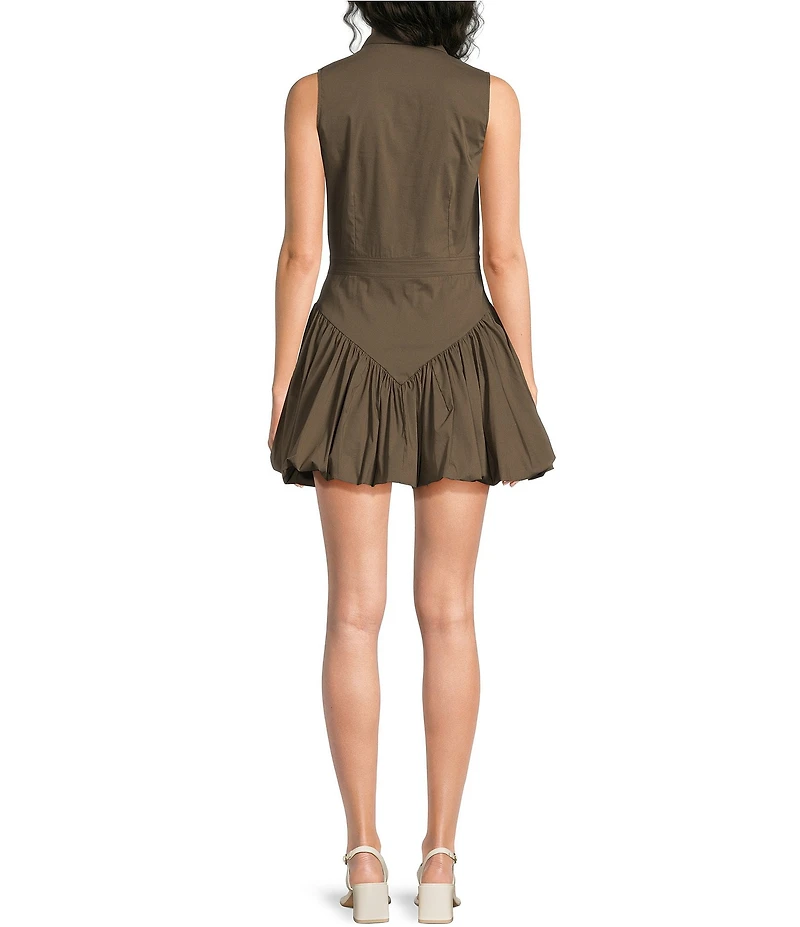 Mason's Daughter Harper Crew Neck Sleeveless Button Front Bubble Hem Sheath Dress
